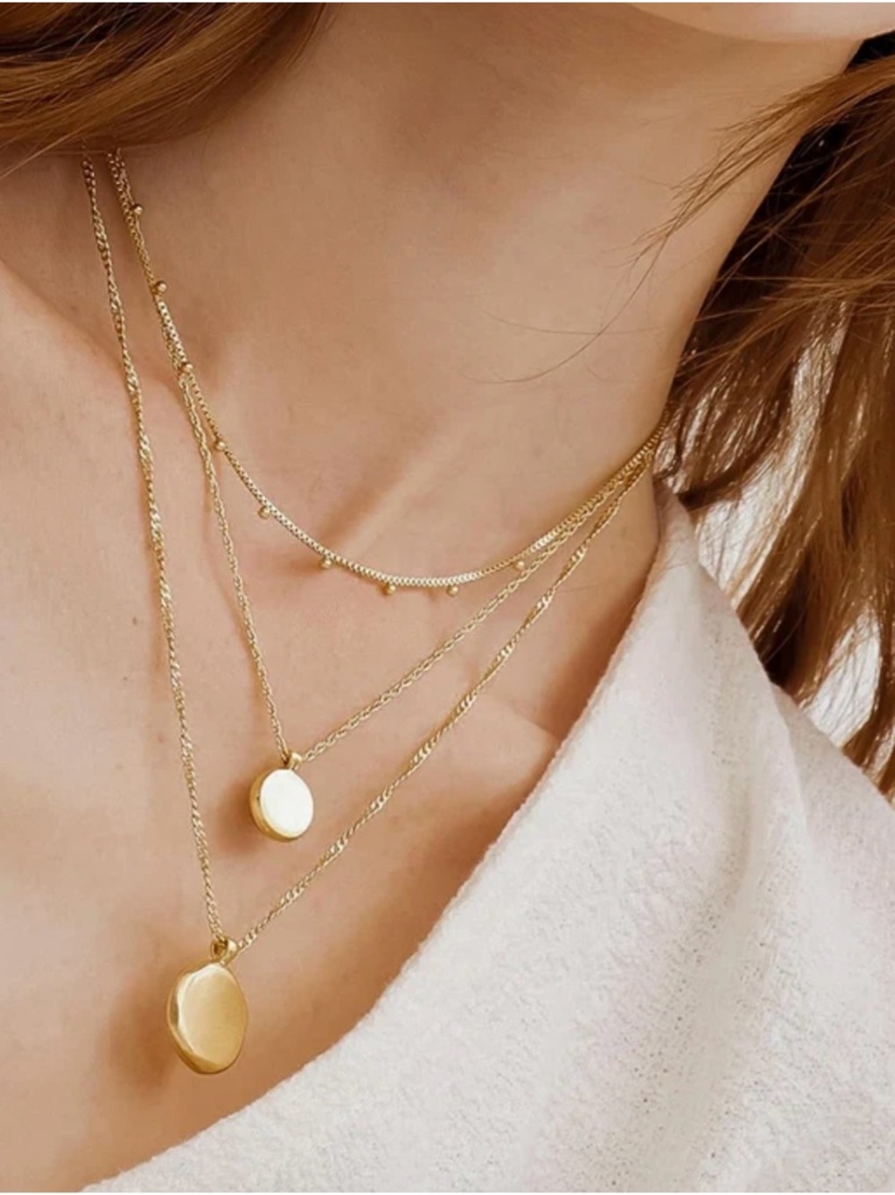 Anaïs Round Stack Necklace, 18k Gold